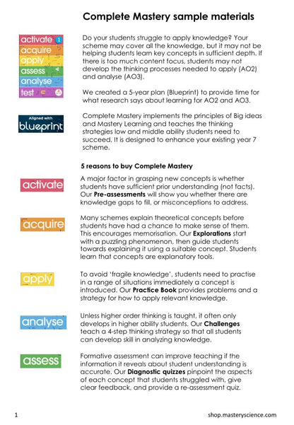 Year 7 Test Summative Quizzes