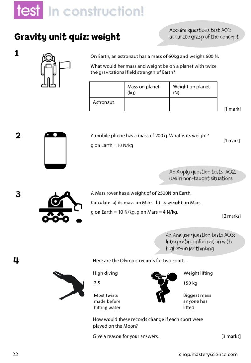 Year 7 Test Summative Quizzes